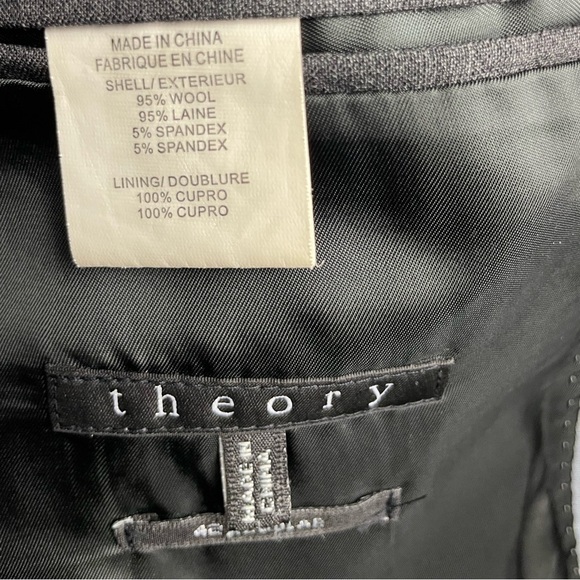 Theory Charcoal Gray Xylo Godsford Stretch Wool‎ 2 Button Suit Jacket Blazer - Picture 5 of 10